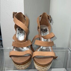 GBG Los Angeles Camel/Tan Platform Espadrille Wedge Sandals